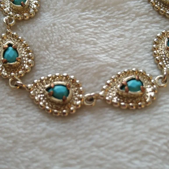 Kendra Scott Bria Bracelet Gold with Turquoise Stones Vintage Rare - Picture 5 of 10
